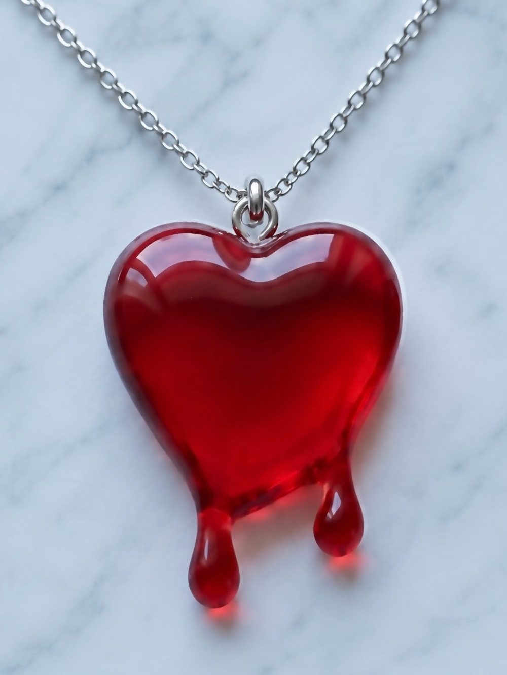 Bleeding Hearts~ Vampire Queen Goth Blood Dripping Droplet Twisted Love Necklace